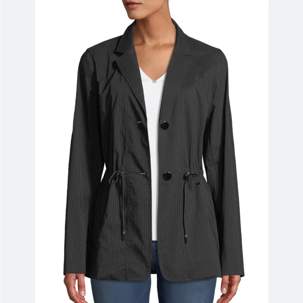LAFAYETTE 148 Porsha Sander Stripe Jacket w/ Adjustable Cord